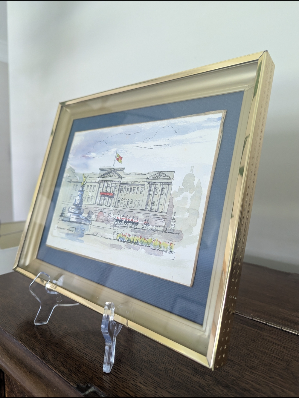 Framed Original Watercolor & Ink Sketch by British Artist John Thorne 1983